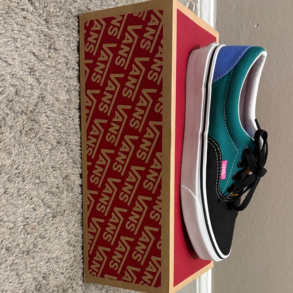 Vans Shoes - Vans Black and Green Sneakers with Blue Accents